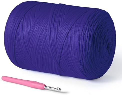 800g T-Shirt Crochet Yarn for Crocheting Crafts/Bags/Basket/Coaster,Hand Knitting Tshirt Yarn for Crochet,228yds T Shirt Yarns with High Elastic Thick Yarns Polyester Fabric(Lilac)