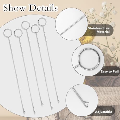 Haikole 10.4 Inch Loop Turner Tool for Silicone Beads 5PCS Loop Turners Sewing Tool,Sewing Loop Turner Hook for Fabric Belts Strips Tube Straps DIY Accessories (Silver 5pcs)