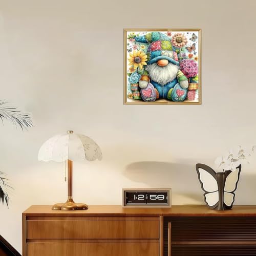 Gnome Diamond Art Kits for Adults, Round Diamond Painting 14x14 Inch