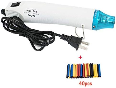 Mini Heat Gun Electric 300W Portable Hot Air Gun for DIY Craft Embossing, with heat Shrink tube Wrapping PVC, Drying Paint, Clay, Rubber Stamp, Multi Function Hand-Hold Heat Tools (white)