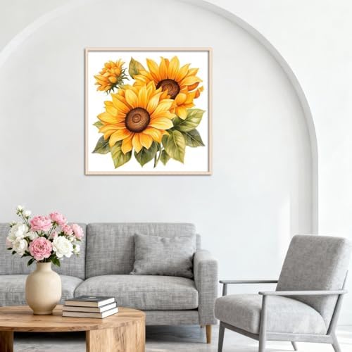 Amaieuin Sunflowers Paint by Numbers for Adults Beginners,Paint by Numbers Frame with Easel Flowers,DIY Number Painting for Adults for Home Wall Art Decor 10x10in