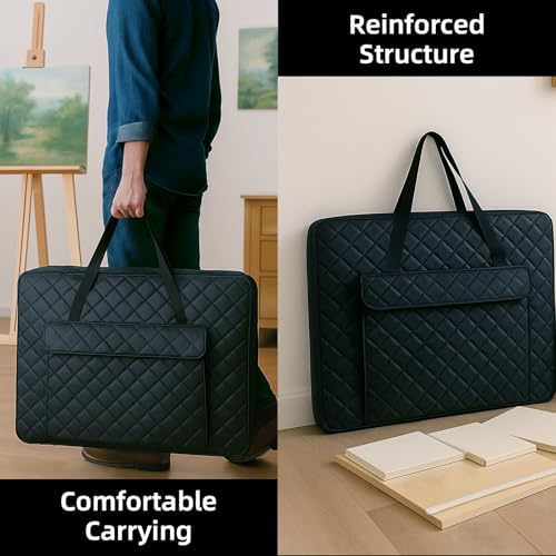 JJRING 18x24 Quilting Canvas Art Portfolio Case Bag, Black