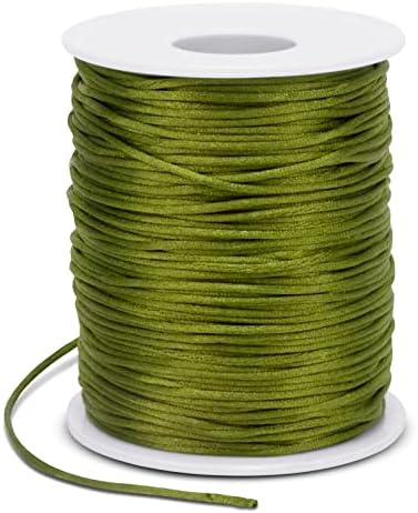 1.5mm Nylon Cord 328 Feet Satin Cord Nylon String for Bracelets, Bracelet Thread Bead String for Jewelry Making, Necklace, Chinese Knotting, Beading, DIY Crafts (Army Green)