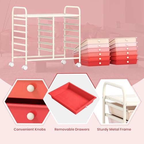 COSTWAY 12-Drawer Rolling Storage Cart, Utility Storage Organizer Cart