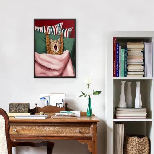 GEWOUVIN A Yawning Cat Diamond Art Kits for Adults, Diamond Painting Kit Adults for Beginners, Round 5D DIY Dimond Art,Full Drill Painting Kit Art and Crafts for Adults Home Wall Decor【11.8x15.7inch】