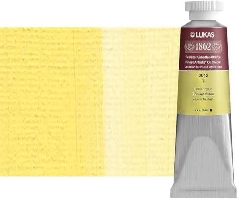 Lukas 1862 Professional German Oil Paint, Brilliant Yellow 37 mL - w/Beeswax & Non-Yellowing Sunflower Oil, Short Drying Time, Smooth, Outstanding Lightfastness