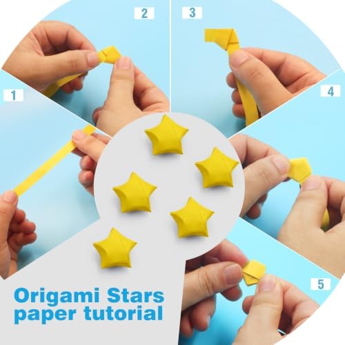 FoDau770 Solid Color Star Paper Strips - 360 Sheet, Yellow