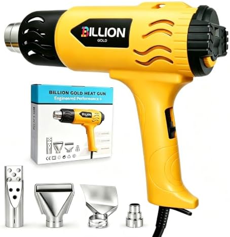 1800W Heat Gun, 100℉ to 1200℉ Heat Shrink Gun with 4 Nozzles