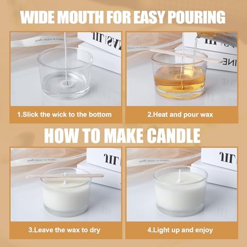 24-Pack 4oz Glass Candle Jars for Making Candles Bulk -Clear