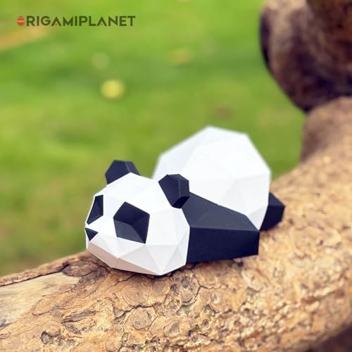 3D Panda Papa Origami Paper Craft Kit, Fun DIY Pre-Cut 3D Paper Art Model for Teens & Adults, Easy Handmade Animal Figurine Sculpture Gift Set for Bookshelf Decoration