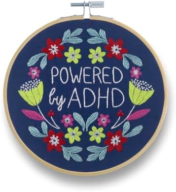 FUNATIC Powered By ADHD Funny Embroidery Kit for Adults Teens