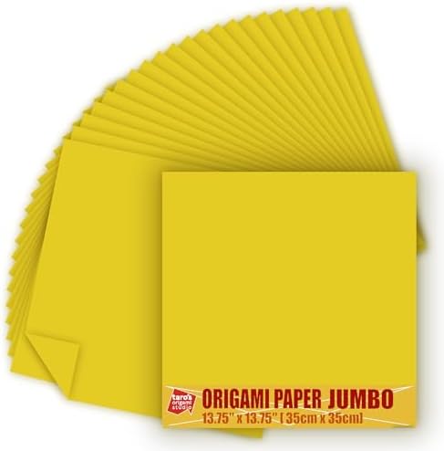 [Taro's Origami Studio] TANT Jumbo 13.75 Inch (35 cm) Double Sided Single Color (Yellow) 20 Sheets (All Same Color) for Beginner to Expert (Made in Japan)
