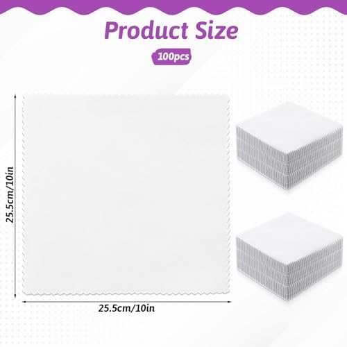 100 Pack 10-inch Cotton Fabric Squares, 10″ Precut Quilting Fabric Bundles, Solids White Charm Pack, for DIY, Beginners, Sewing, Craft