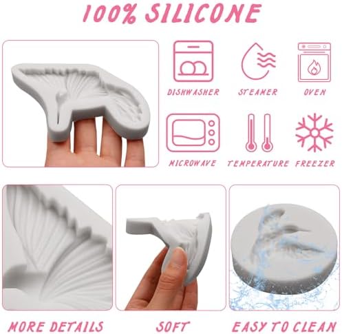 Hummingbird Silicone Molds for Crafts, 2 Pieces, Bird Clay Resin Molds for Gypsum Chocolate Candy