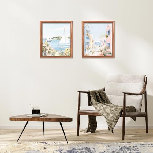 RLTXBUK Diamond Art Painting Kits for Adults 2 Pack, Sailboat Seascape & Coastal Cottage Alley, Full Drill DIY Rhinestone Diamond Painting for Beach Home Decor 9.8x11.8 Inch