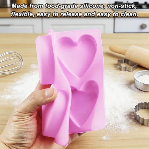 Silicone Heart Molds, 4 PCS Heart Shaped Soap Molds Love Chocolate Molds Silicone Molds for Soap Making Candy Cake Candle Wedding Valentine's Gift