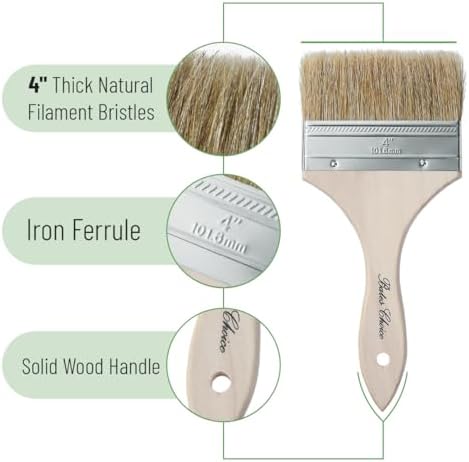Bates- Chip Paint Brushes for Painting, 4 Inch, 48 Pack, Wood Handle, Natural Bristle Paint Brush