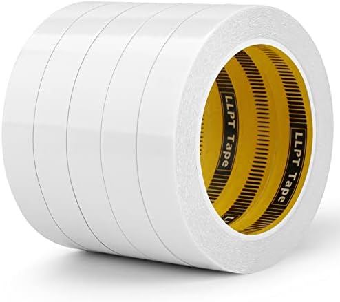 LLPT Double Sided Tape 3/4" x 50 Ft, White, 5 Pack