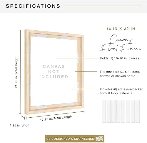 MCS Canvas Float Frame, 16x20, Natural Woodgrain