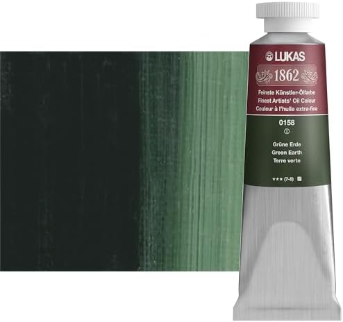 Lukas 1862 Professional German Oil Paint, Green Earth 37 mL - w/Beeswax & Non-Yellowing Sunflower Oil, Short Drying Time, Smooth, Outstanding Lightfastness