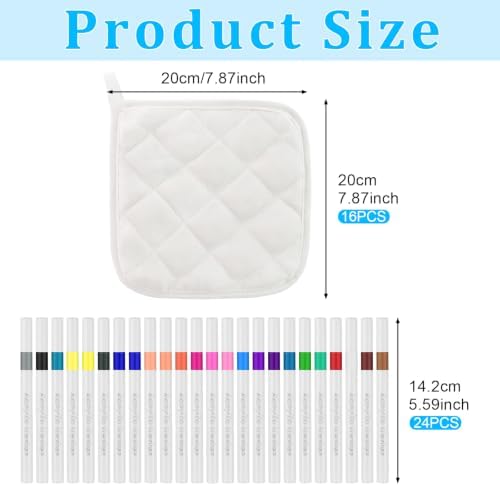 16 Pack DIY Pot Holders Craft Set White Blank Pot Holders Bulk