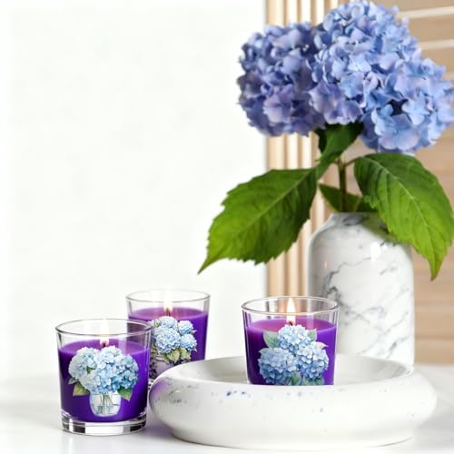 Ziliny 10 Pcs Christmas Hydrangea Glass Candle Jars Empty Containers Bulk 7 oz Glass Jars with Cork Lids Tins for Holiday Candle Making Storing Biscuits Tea Party Favors