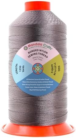 Mandala Crafts Size 138 420D T135 Taupe Bonded Nylon Thread, 1250 YDs