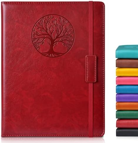 Biuwory B5 Leather Journal Notebook, 256 Lined Pages, Hardcover 7.8"×10.2" | Large Vintage Journal for Women Men,Work,School,Business,Travel Diary,Note taking,College Ruled Writing,Daily Journaling