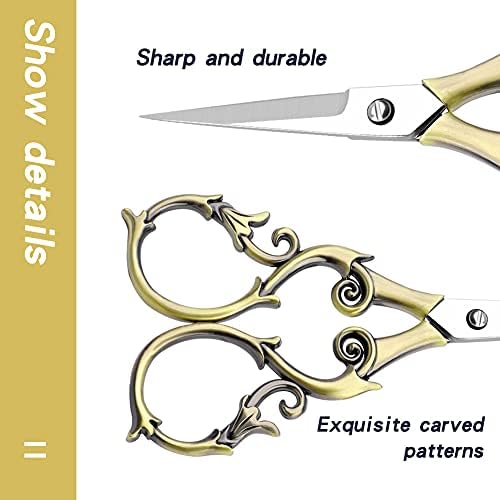 SHWAKK Embroidery Scissors 4.45in Ancient Cyan Gourd Flower Scissors