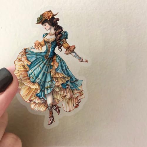 50 Pcs Vintage Victorian Lady Clear Stickers – Retro Aesthetic Ephemera for Scrapbooking, Journaling, Planners, Resin Crafts, Collage Projects
