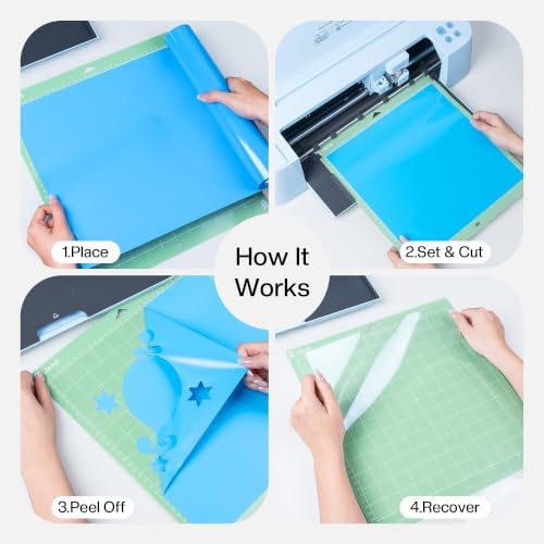 Likcut Cutting Mat 12"x12" for S31 Vinyl Cutter Machine - Standard Adhesive Mat Compatible with Cricut Maker, 3 Pack