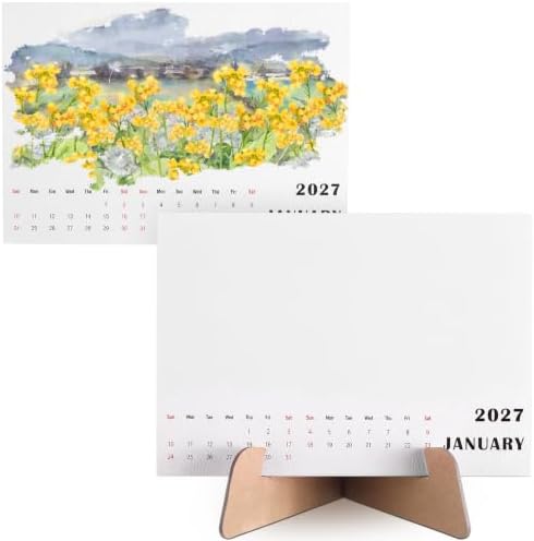 Faccito Watercolor Calendar Set for 2027-2028 Paint Desk Calendar 24 Sheets Watercolor Paper Bulk with Desktop Bracket Art Supplies for Crafts and DIY Media(5.8 x 8.3inch)