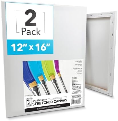 ArtSkills Stretched Canvas for Painting, 12x16 Canvas, 2-Pack Framed | Blank Canvas, Premium Wood Frame, Painting Supplies for Artists