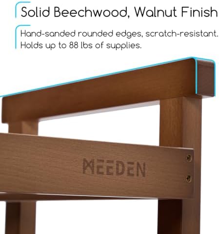 MEEDEN Rolling Art Supply Cart: Solid Beech Wood 3-Tier Storage Trolley