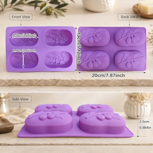 2Pack Olive Branch Silicone Soap Mold Olive Branch Handmade Soap Making Mold Olives Branchs Silicone Mold Leaf Mold Handmade Soap Mold for Soap Candle Lotion Bath Bombs Resin Wax Cake Chocolate Candy