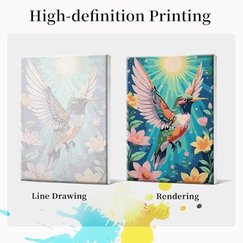 JOOZ Hummingbird Framed Paint by Numbers Kit for Adults 8x12 Inch