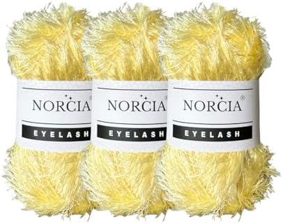 Eyelash Yarn Fun Fur Yarn(3 * 100g-3.5oz) (3 * 153yds-140mt) Fuzzy Premium Soft Crochet DIY Hand Knitting 100% Polyester