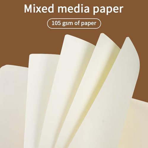 Mifuner Small Rectangle 3.5x5.5 200 Sheets 105gsm Mini Notebooks Blank Pages Sketchbooks Pocket Paint Writing Diary Memo PU Leather Cover Brown