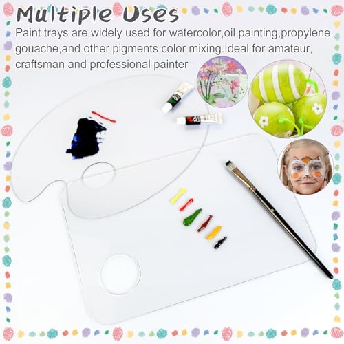 Hulameda 2Pcs Acrylic Clear Paint Palette with Thumb Hole,11.8 x 7.9In