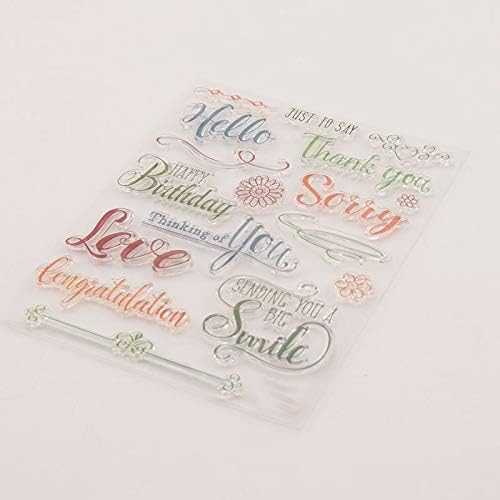 Happy Birthday Colorful Words Clear Stamp Silicone Stamp Cards with Sentiments, Letters Clear Rubber Seal Stamps for Holiday Card Making Decoration and DIY Scrapbooking Album DIY Crafts