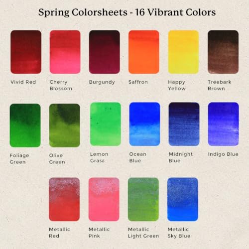 Viviva Watercolor Sheets - Spring 16 Colors, Travel Watercolor Paint Set