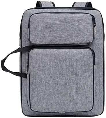 8K Artist Portfolio Carry Backpack Case Versatile Art Bags Waterproof Adjustable Drawing Board Backpack Art Storage Bags for Artworks Painting Drawing Sketching 19.7” x 14.6” x 2.4” (Gray)
