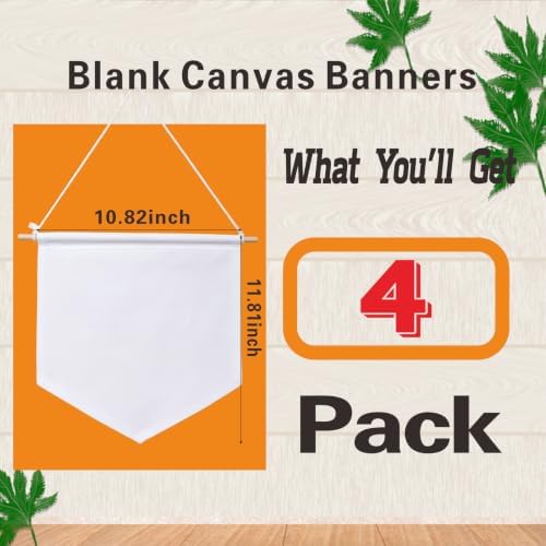 4pcs Blank Canvas Banners 10.82"x11.81",12oz Fabric Canvas Wall hanging Art for DIY Kids Room Decor,Jewelry Storage Case Stand Enamel Pin Wall Display Banners for Enamel Lapel Badge Collection,Birthday,Educational Play