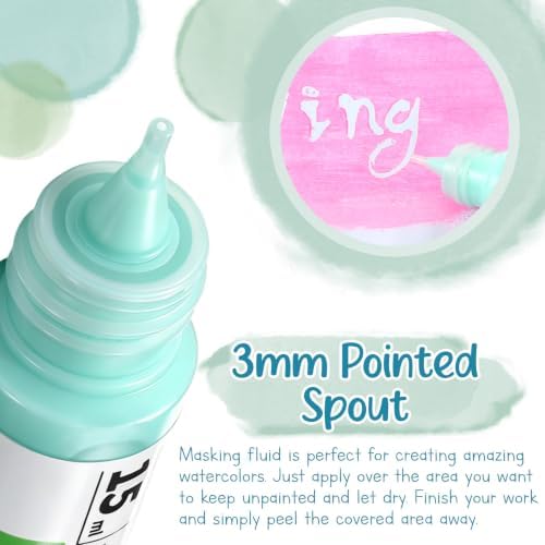 Feifeiya 2 Pcs Masking Fluid for Watercolor Painting, 15ml Capacity, Green