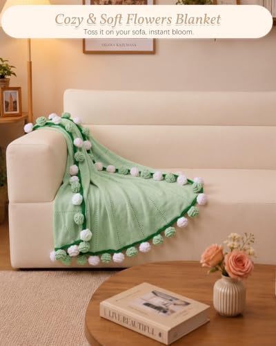 Get Well Soon Gifts for Women Crochet Flower Blanket Birthday Gifts for Mom