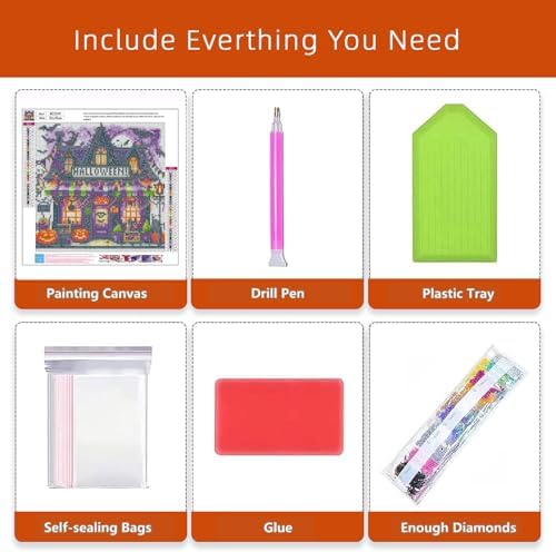 Axquilon Halloween Shop Diamond Art Kits for Adults 12x12 inch