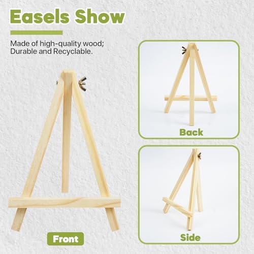 Conda 12 Pack 9 Inch Mini Wooden Display Easels, A-Shaped Mini Easel Stand for Small Painting, Painting Party Easel for DIY Crafts, Photos, Gift, Decoration