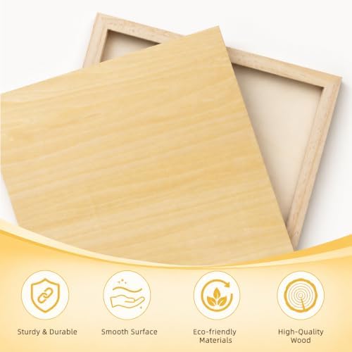 2 Pack 8x8 Basswood Wood Canvas Panels – Studio 3/4'' Deep Cradle Wood Art Boards for Pouring Art, Crafts, Oil & Resin Art - Sturdy Wood Painting Boards for Artists and DIY Crafters
