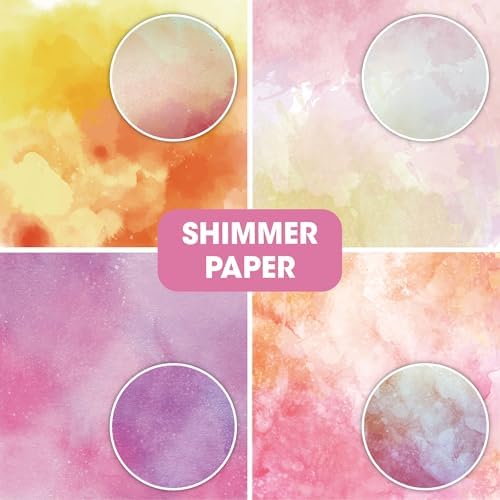 36 Sheets 6x6 Double Sided Cardstock Paper Pad - Shimmer Watercolor Pearl - 200gsm Heavyweight Decorative Scrapbook Paper for Card Making Journaling Origami Scrapbooking Supplies
