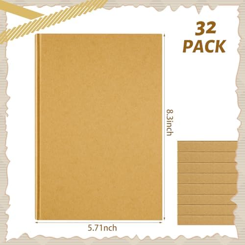 Henoyso 32 Pcs A5 Blank Notebook Journal Hardcover Sketchbook, 8.3 x 5.7 in